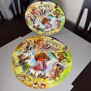 Vintage Springbok Horse Theme Circular Round Jigsaw Puzzle from the 1960s
